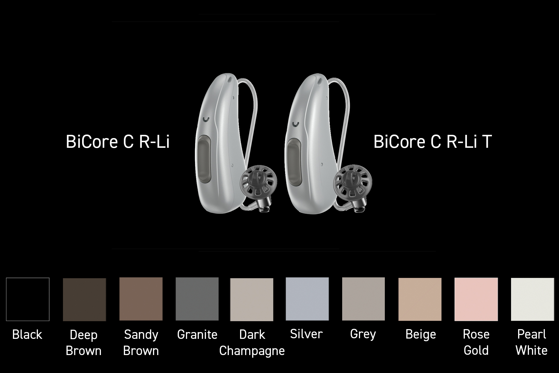 bicore ric hearing aids and color options